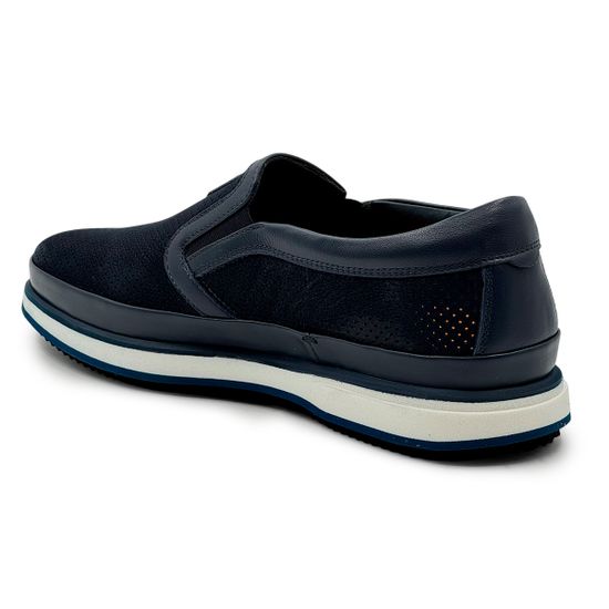 Слипоны Giampieronicola синие нубук/кожа перфорированные - фото 3, F33885B  GPN BLU