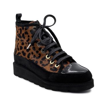 Ботинки Giorgio Brato Zamponi черные кожа/лак с леопардовым принтом на меху - фото 2, 8392 GB