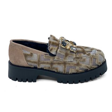 Лоферы NILA NILA бежевые замша/текстиль на меху - фото 1, VICTORIA-VL NIL BEIGE