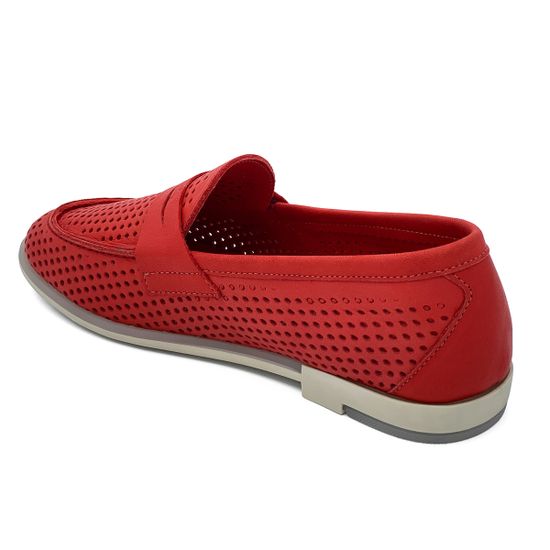 Лоферы Lab Milano красные кожаные перфорированные - фото 3, 173 LAB ROSSO