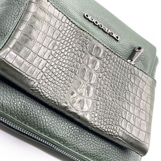 Клатч Di Gregorio зеленый кожаный - фото 4, 