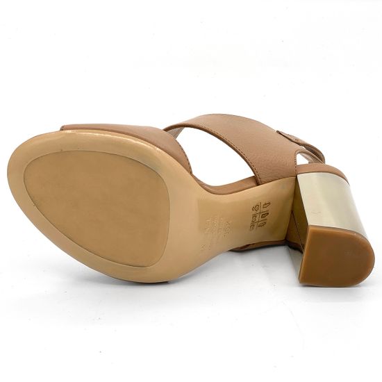 Босоножки Renzi кожаные коричневые на золотом каблучке - фото 4, 522207 RZ