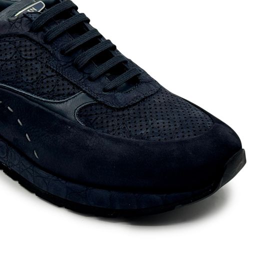 Кроссовки Giampieronicola синие кожа/нубук перфорированные - фото 6, 46906A GPN BLU