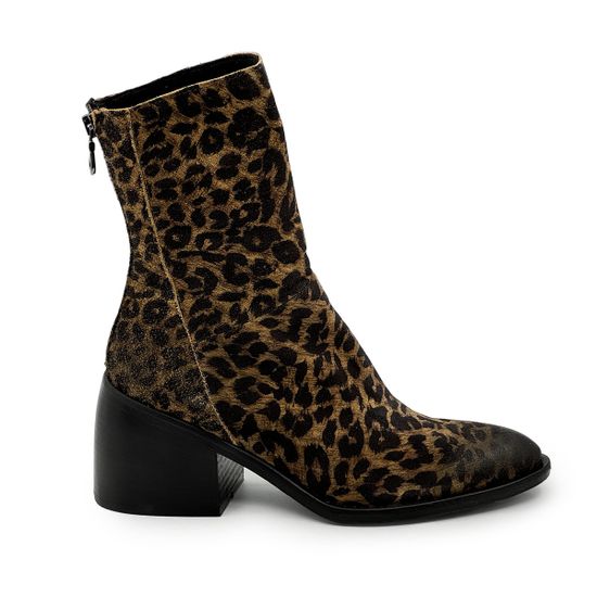 Ботильоны MIMMU замшевые бежевые принт "Леопард" на байке - фото 1, M563M14 MIM LEO