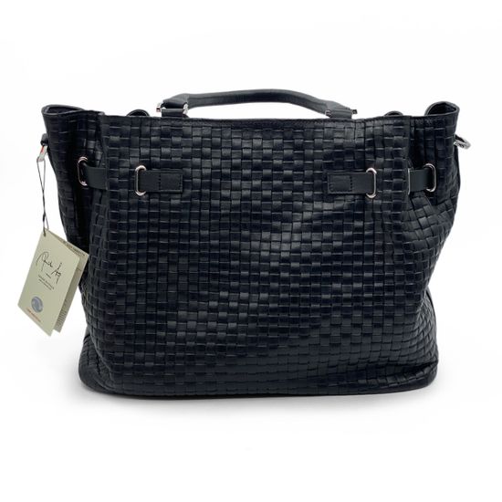 Сумка Renato Angi черная кожаная плетеная - фото 3, 