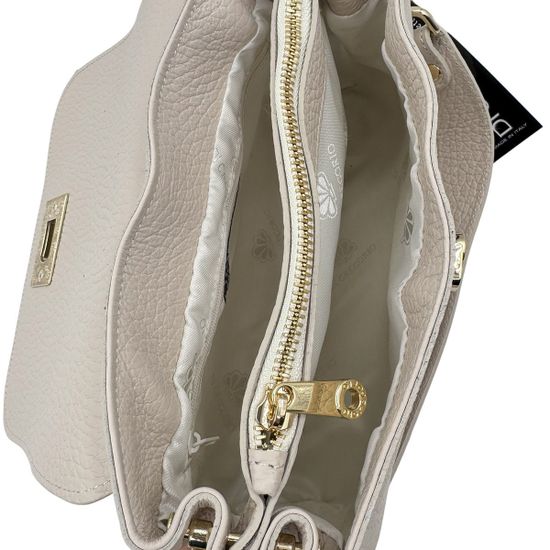 Сумка Di Gregorio бежевая кожаная с золотой фурнитурой - фото 5, 821 DG BEIGE ZOLOT FURN