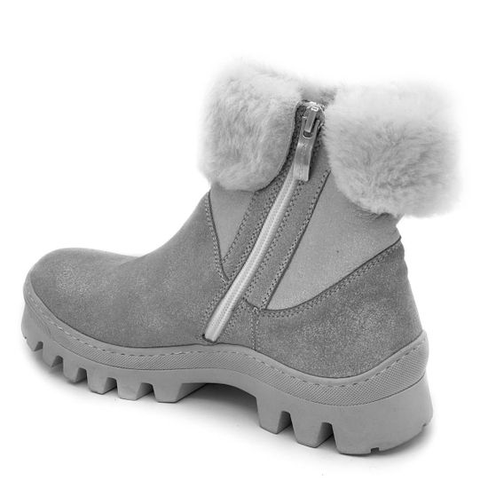 Ботинки Marzetti серебряные замшевые МЕХ - фото 3, 7837MD04 MZ