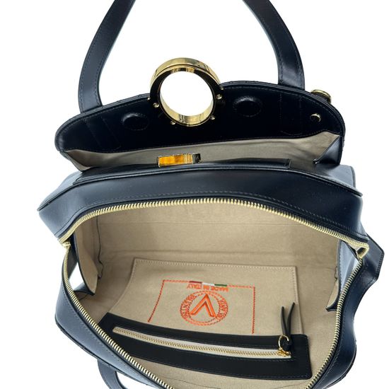 Сумка Valentino Orlandi черная кожаная - фото 5, 7219 VO NERO