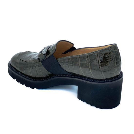 Лоферы Donna Soft зеленые из лакированной кожи тиснение под крокодила - фото 3, DS1571 DS EMERALD