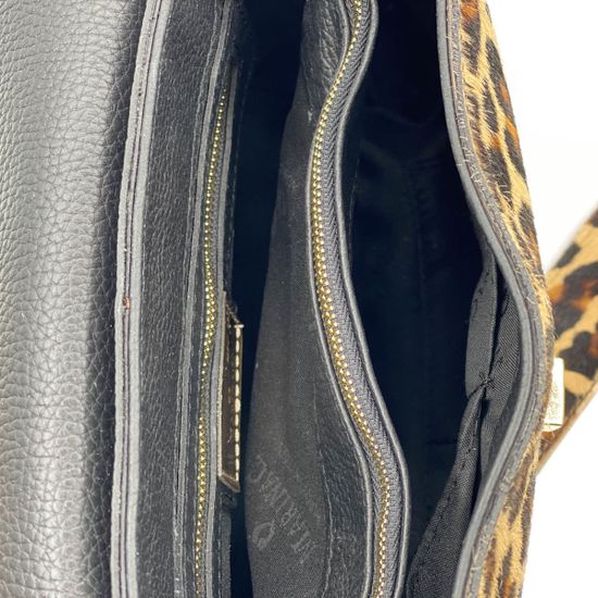 Сумка Marina Creazioni черно-коричневая комбинация кожи и меха пони - фото 5, 