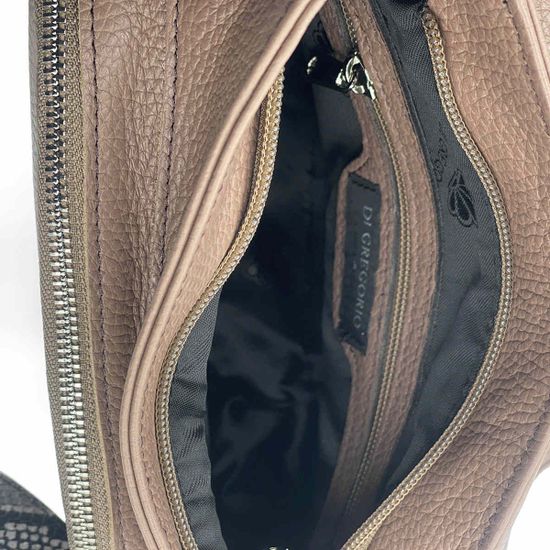 Сумка Di Gregorio коричневая кожаная с ручкой под питон - фото 7, 03237 DG AZALEA