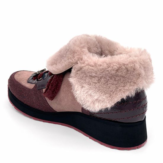 Ботинки Marzetti розово-бордовые замшевые МЕХ - фото 4, D70745M01 MZ