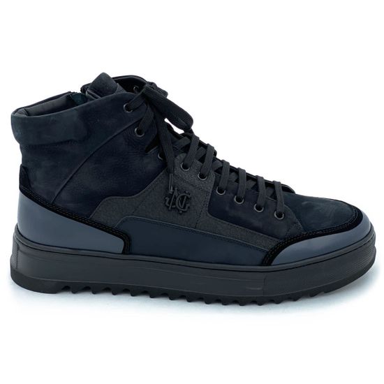 Ботинки Giampieronicola синие МЕХ комбинация кожи и замши - фото 1, 