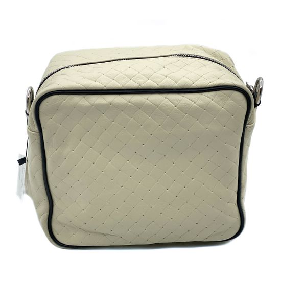 Сумка Renato Angi кросс-боди бежевая кожаная плетеная - фото 3, 