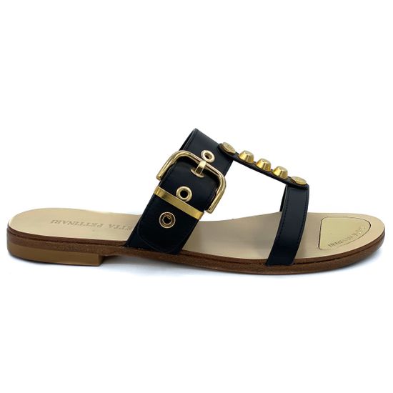 Шлепанцы Loretta Pettinari черные кожаные - фото 1, 4736 LP NAPPA