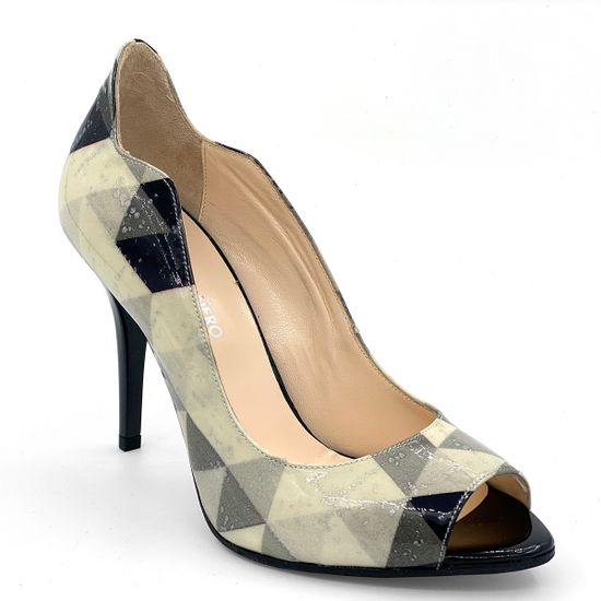 Туфли Rosso&amp;Nero лакированные бежевые с открытым мыском - фото 2, 3830 RN