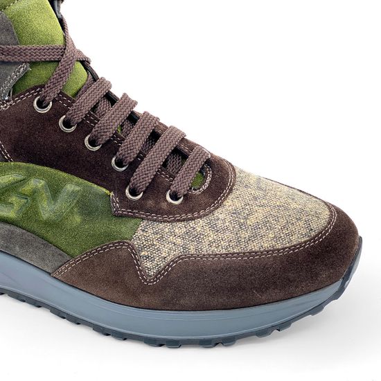 Кроссовки Giampieronicola коричнево-зеленые замшевые МЕХ - фото 5, 