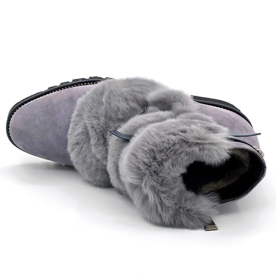 Ботинки Giada Gabrielli серые замшевые МЕХ - фото 5, 866(635) GABR