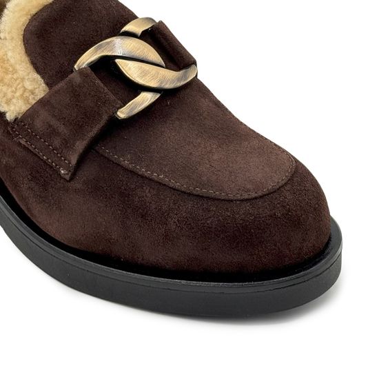 Лоферы Tiffi коричневые замшевые на меху - фото 6, A377 TI MORO