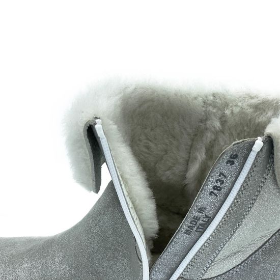 Ботинки Marzetti серебряные замшевые МЕХ - фото 5, 7837MD04 MZ