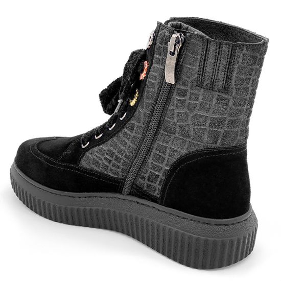 Ботинки Marzetti черные МЕХ комбинация замши и кожи - фото 3, 