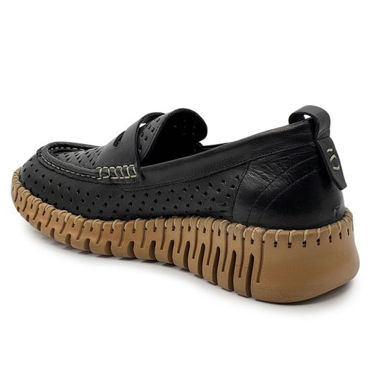 Лоферы Nila Nila черные кожаные с перфорацией - фото 3, ES025YA-165 NIL NERO