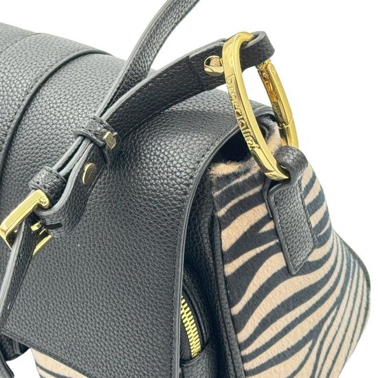 Сумка Braccialini черная/коричневая кожаная принт "зебра" - фото 4, B18634 O03 BRA