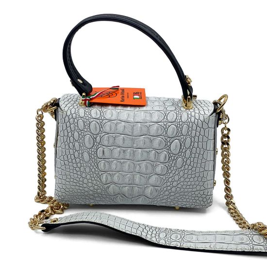 Сумка Marino Orlandi белая кожаная крокодил - фото 3, 