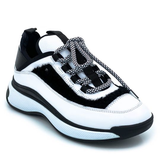 Кросссовки Lab Milano черно-белые кожаные демисезонные - фото 2, ZN1313 LAB BIANCO