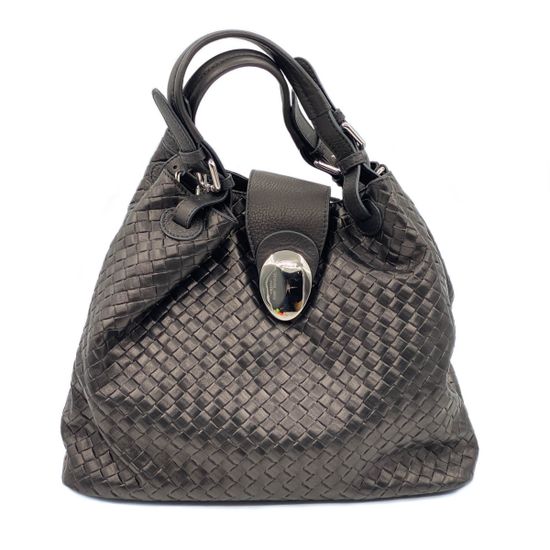 Сумка Renato Angi черная кожаная плетеная - фото 1, 