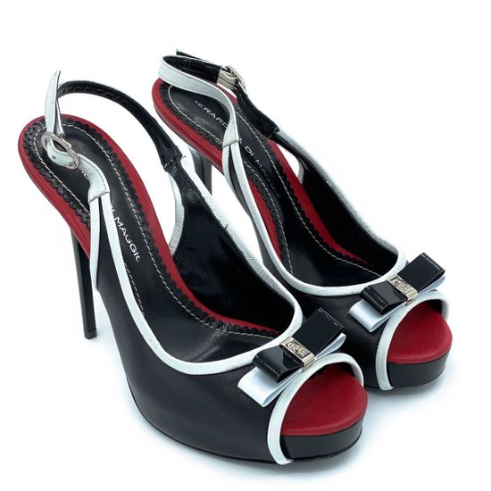 Босоножки Gerardino di Maggio черно-белые кожаные - фото 7, 