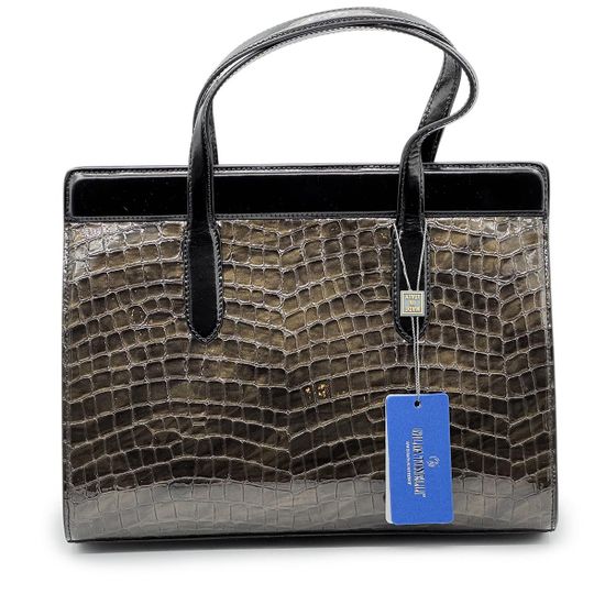 Саквояж Gilda Tonelli зеленый лакированный тиснение &quot;крокодил&quot; - фото 3, 1081 TON VERDE