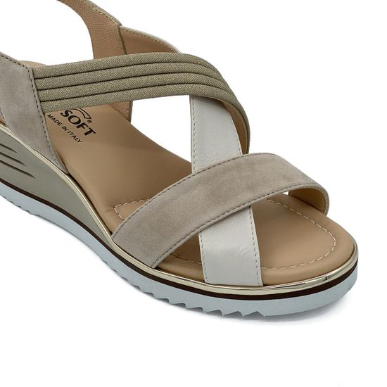 Босоножки Donna Soft бежевые замша/кожа - фото 6, DS1822 DS