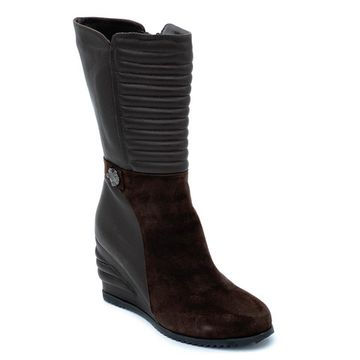 Полусапоги Giorgio Piergentili коричневые на байке комбинация замши и кожи - фото 2, 9322 GP MORO