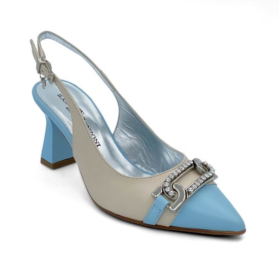 Туфли Ilasio Renzoni бежево-голубые кожаные - фото 2, 6428 IR BLU