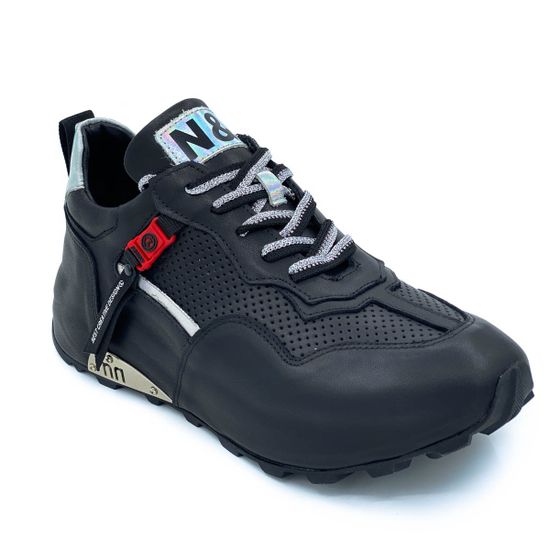 Кроссовки Nila&amp;Nila черные кожаные со сквозной перфорацией - фото 2, ZN10880 NIL NERO