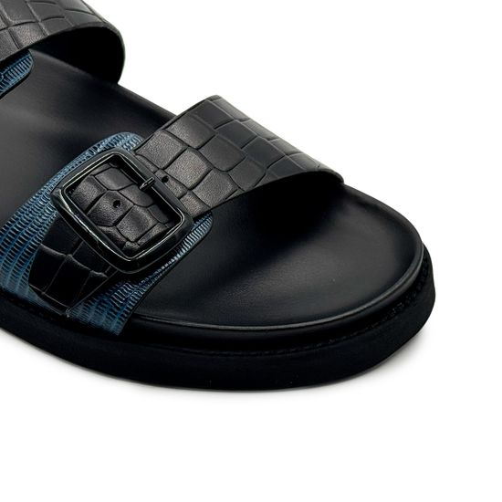 Шлепанцы Giampieronicola черные/синие кожаные - фото 6, A5301 GPN BLU NERO