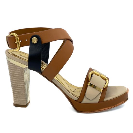 Босоножки Loretta Pettinari бежево-коричневые кожаные - фото 1, 