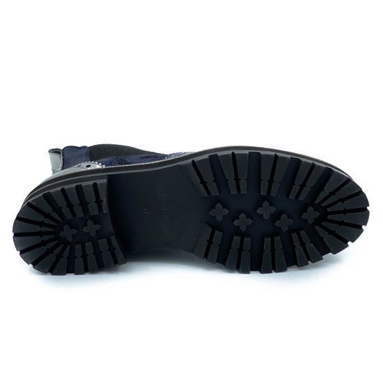 Ботинки Pertini синие МЕХ комбинация замши и наплака - фото 3, 