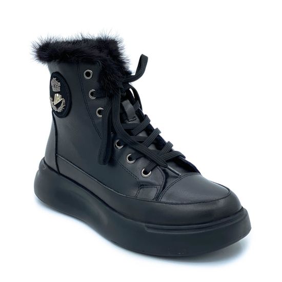 Ботинки Marcelo Lopez черные кожаные МЕХ - фото 2, RW08 ML