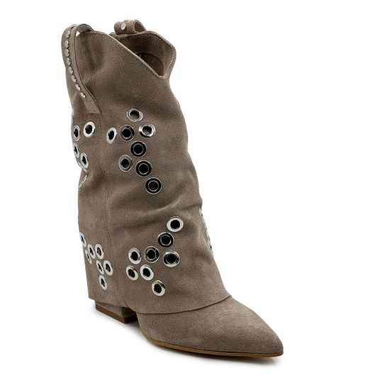 Полусапоги казаки MIMMU серые замшевые демисезонные - фото 2, M2726M6 MIM GRIGIO