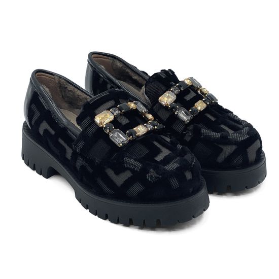 Лоферы NILA NILA черные замша/текстиль на меху - фото 7, VICTORIA-VLM NIL NERO