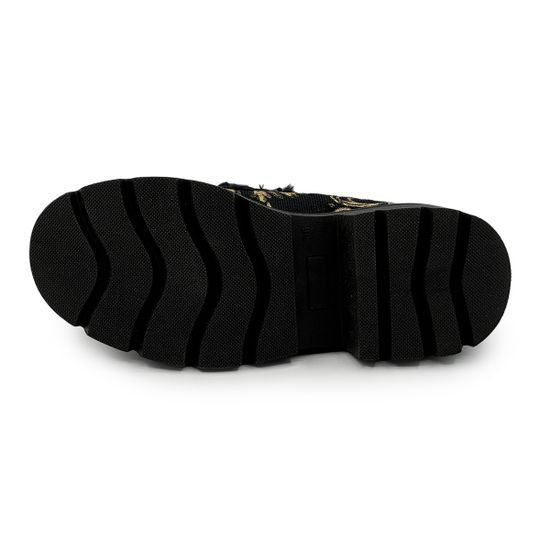 Лоферы NILA NILA текстильные черно-золотые на меху - фото 4, ELENAMOC01M NIL NERO