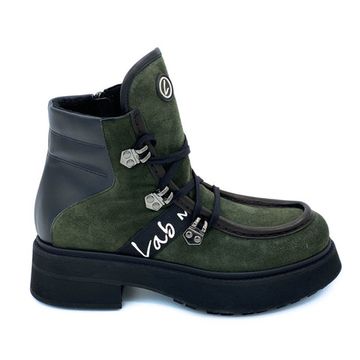 Ботинки Lab Milano зеленые байка комбинация кожи и замши - фото 1, 13253 LAB VERDE