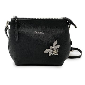 Сумка Marina Creazioni черная кожаная с пчелкой - фото 1, B6864 MC NERO FLY