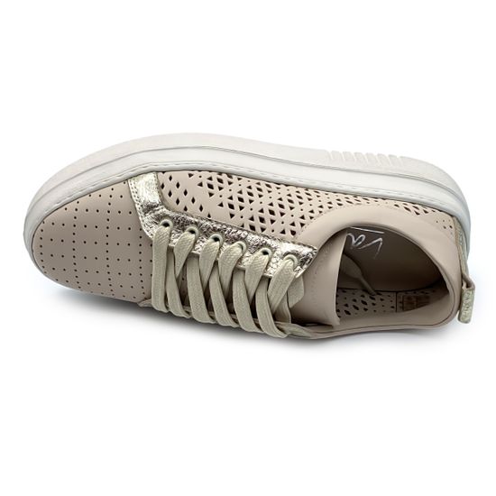 Кеды Lab Milano бежевые кожаные с перфорацией - фото 5, 3015001 LAB BEIGE