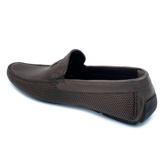 Мокасины Mario Bruni коричневые кожаные со сквозной перфорацией - фото 3, 62949 MB