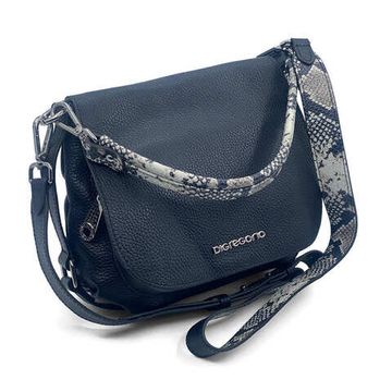 Сумка Di Gregorio синяя кожаная с ручкой под питон - фото 2, 03237 DG BLU