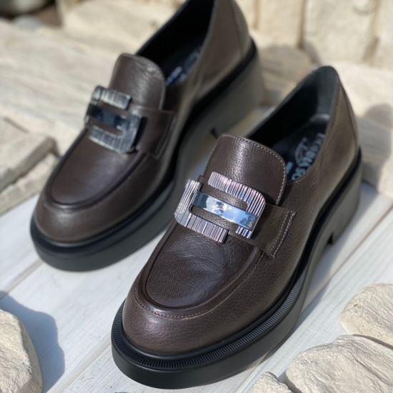 Лоферы Donna Soft серые кожаные демисезонные - фото 8, 