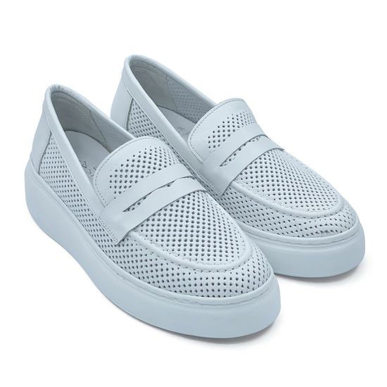 Лоферы CV Cover белые кожаные с перфорацией - фото 9, 01-74-200 COV